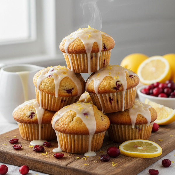 Zesty Lemon-Cranberry Muffins with Glaze recipe