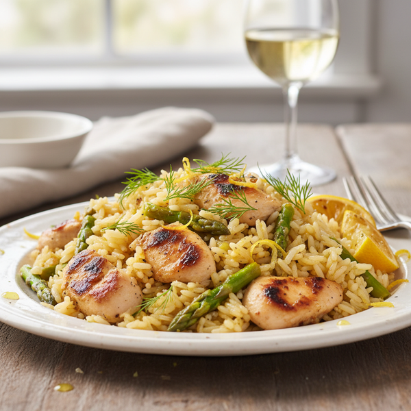 Zesty Lemon-Dill Chicken and Asparagus Rice recipe