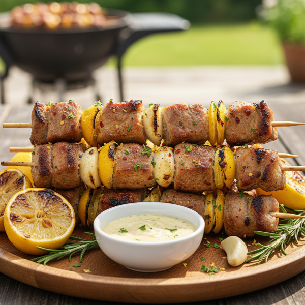 Zesty Lemon-Garlic Grilled Pork Kebabs recipe