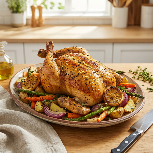 Zesty Lemon-Pepper Roasted Chicken with Veggies recipe