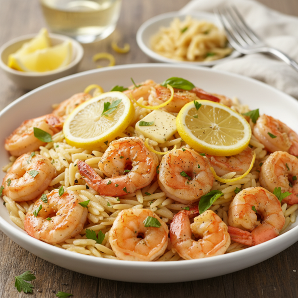 Zesty Lemon-Pepper Shrimp Scampi with Orzo recipe