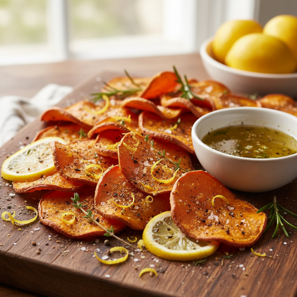 Zesty Lemon-Pepper Sweet Potato Crisps recipe