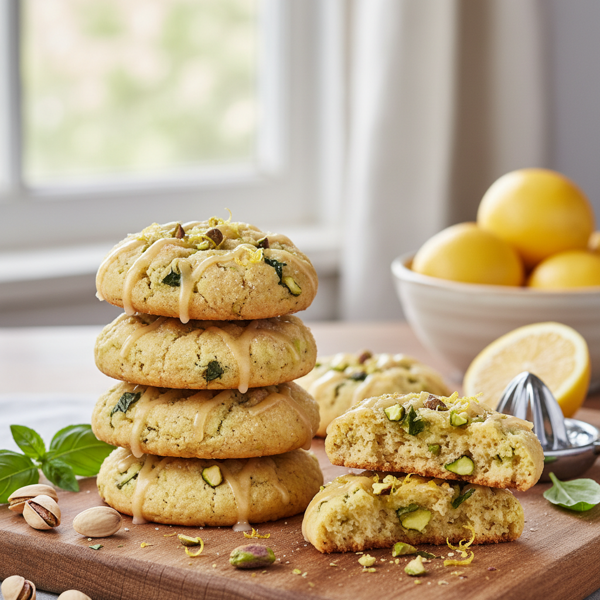 Zesty Lemon Basil Pistachio Cookies recipe