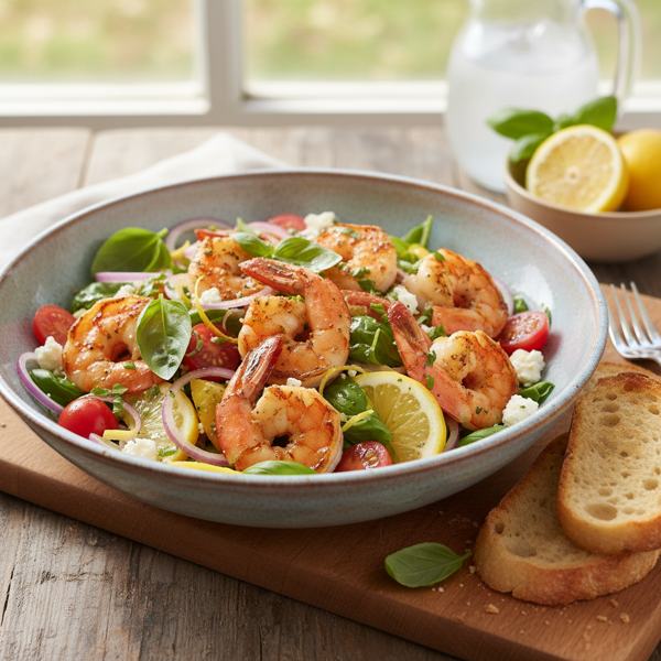Zesty Lemon Basil Shrimp Salad Delight recipe