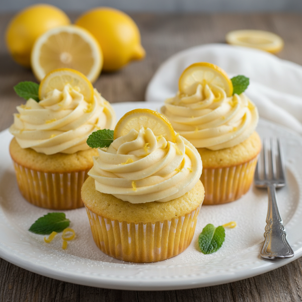 Zesty Lemon Bliss Cupcakes with Creamy Lemon Frosting recipe