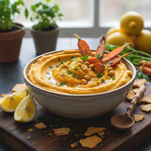 Zesty Lemon Carrot Hummus recipe