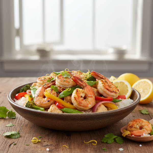 Zesty Lemon Cilantro Shrimp or Chicken Stir-Fry recipe