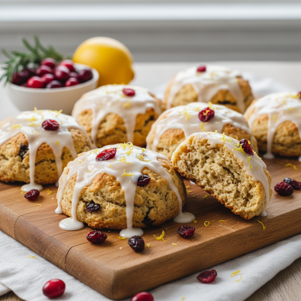 Zesty Lemon Cranberry Oatmeal Scones recipe