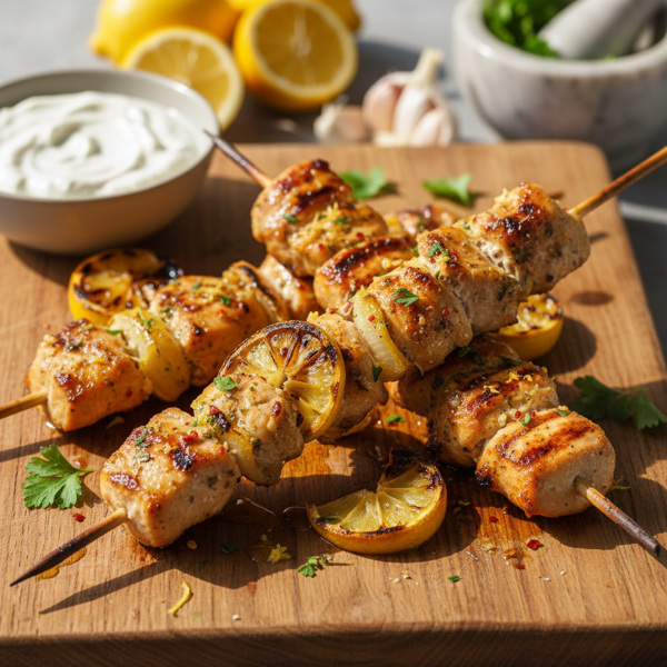 Zesty Lemon Garlic Chicken Skewers recipe