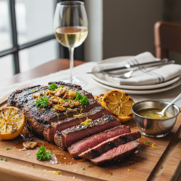 Zesty Lemon Garlic Flat Iron Steak recipe