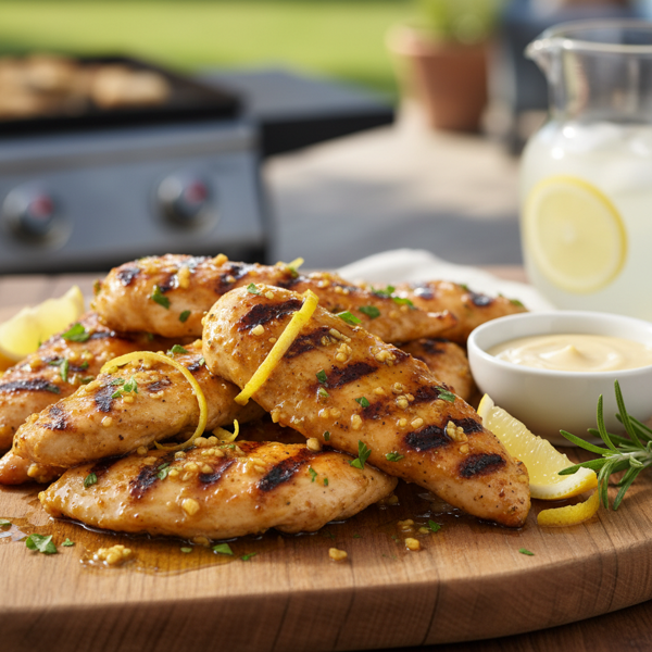 Zesty Lemon Garlic Grilled Chicken Tenders recipe
