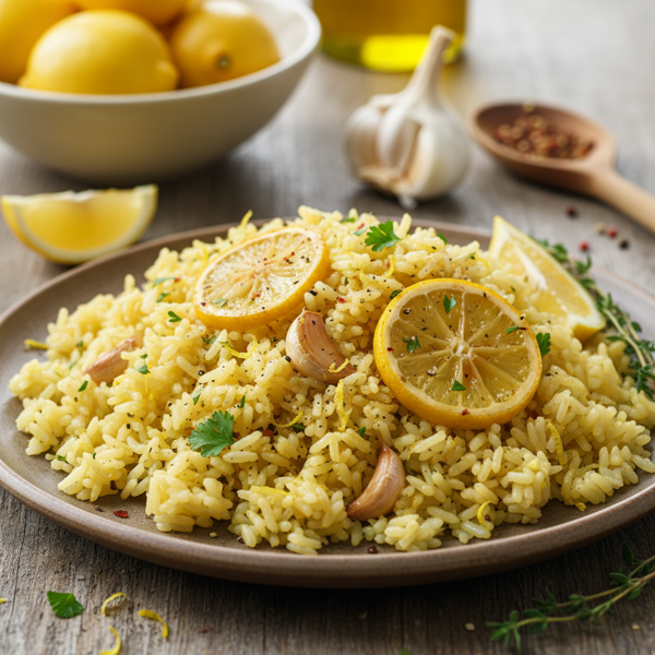Zesty Lemon Garlic Rice Delight recipe