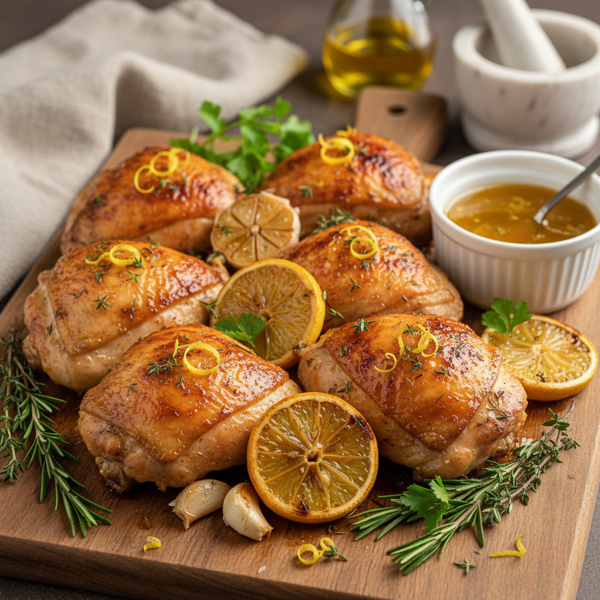Zesty Lemon Garlic Roasted Chicken Thighs recipe