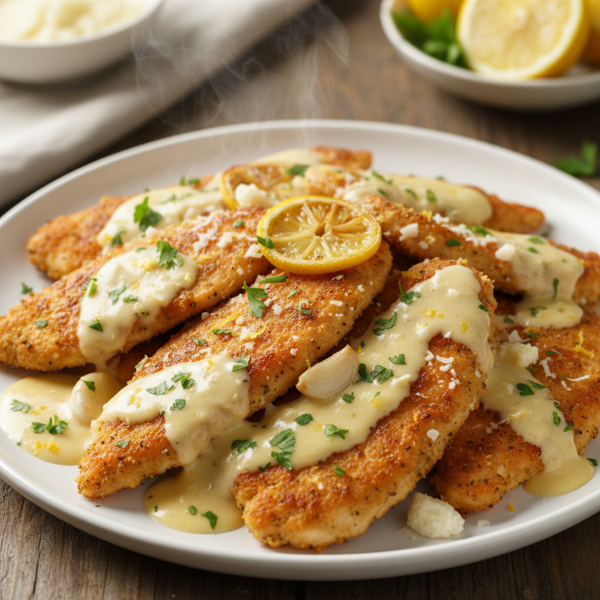 Zesty Lemon Garlic Scaloppine with Creamy Parmesan Sauce recipe