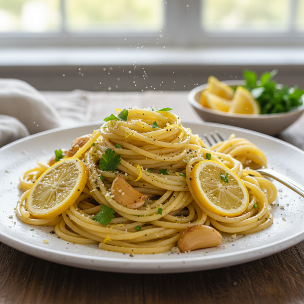 Zesty Lemon Garlic Spaghetti recipe