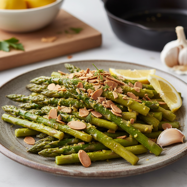 Zesty Lemon Garlic Stir-Fried Asparagus with Toasted Almonds recipe