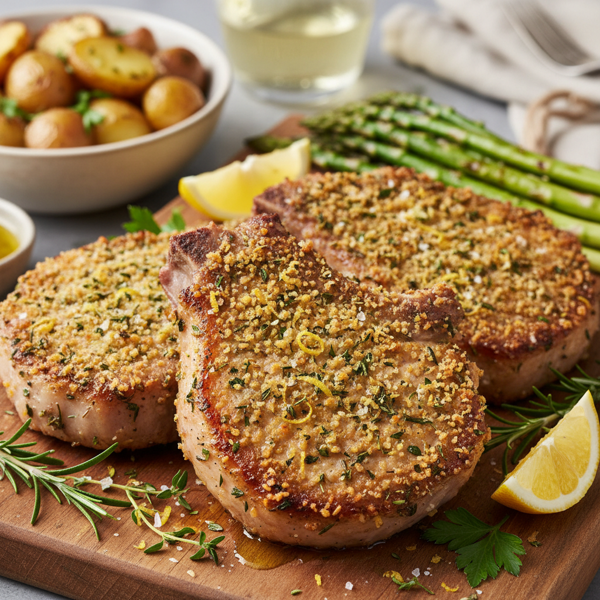 Zesty Lemon Herb-Crusted Pork Chops recipe
