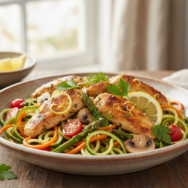 Zesty Lemon Herb Chicken Primavera with Vegetables recipe