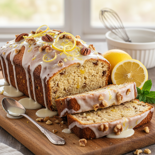 Zesty Lemon Nut Loaf with Glaze recipe