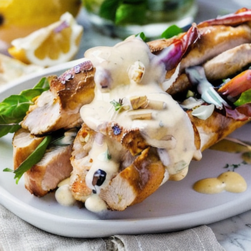 Zesty Lemon Oregano Chicken Baguette with Roasted Garlic Aioli recipe