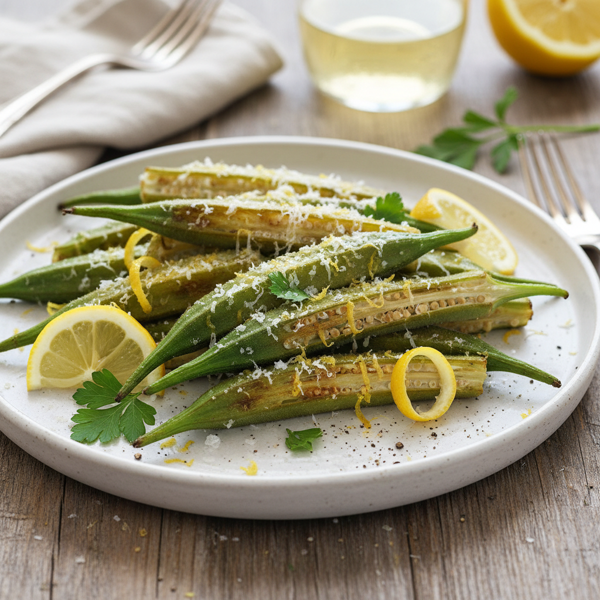 Zesty Lemon Parmesan Roasted Okra recipe