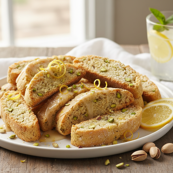 Zesty Lemon Pistachio Biscotti recipe