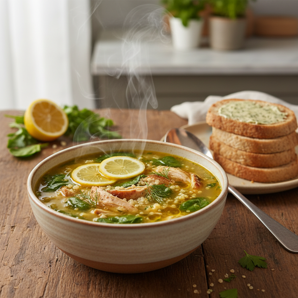 Zesty Lemon Quinoa Chicken Soup recipe