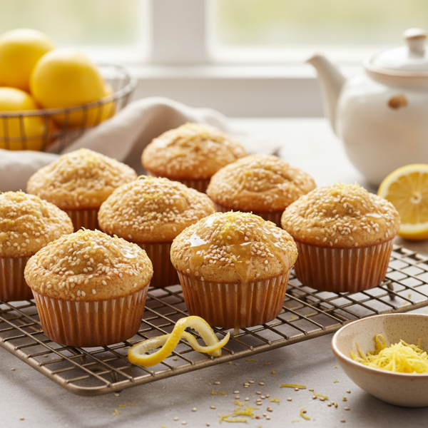 Zesty Lemon Sesame Vegan Muffins recipe