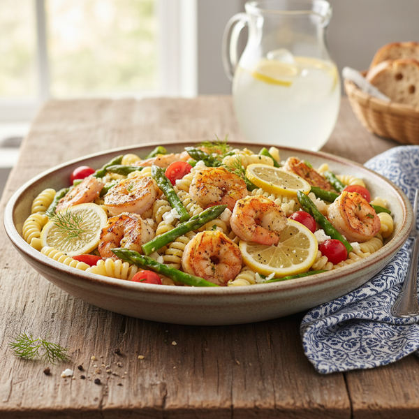 Zesty Lemon Shrimp and Asparagus Pasta Salad recipe