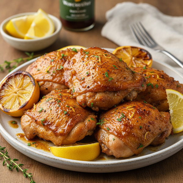 Zesty Lemon Worcestershire Chicken Thighs recipe
