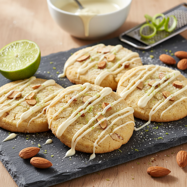 Zesty Lime Almond Bliss Shortbread Cookies with White Chocolate Drizzle recipe