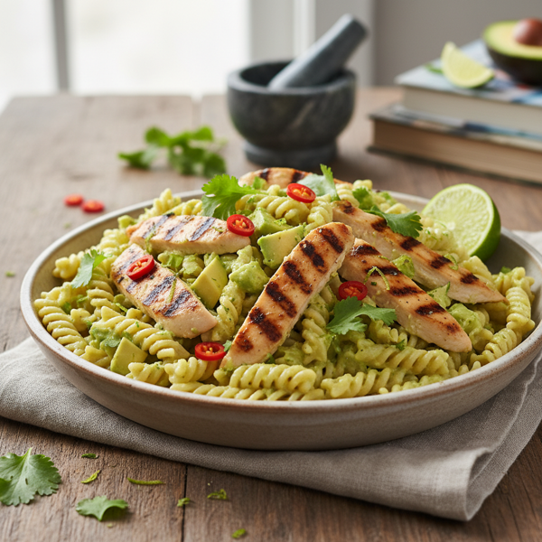 Zesty Lime Avocado Chicken Pasta recipe