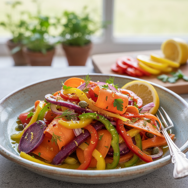 Zesty Marinated Carrot and Pepper Salad recipe
