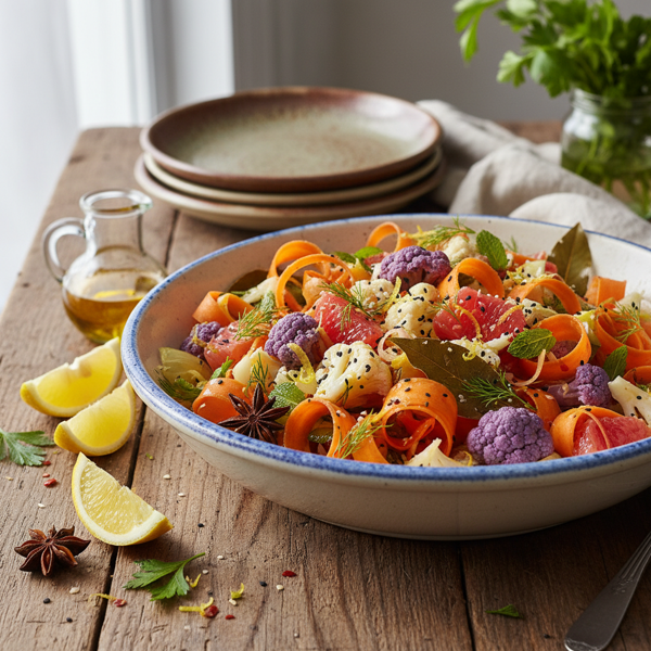 Zesty Marinated Cauliflower and Carrot Salad recipe