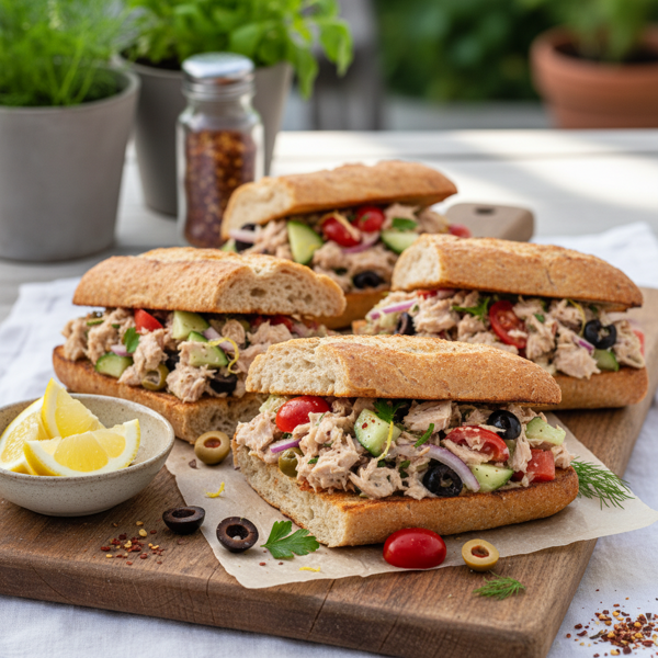 Zesty Mediterranean Tuna Salad Sandwiches recipe