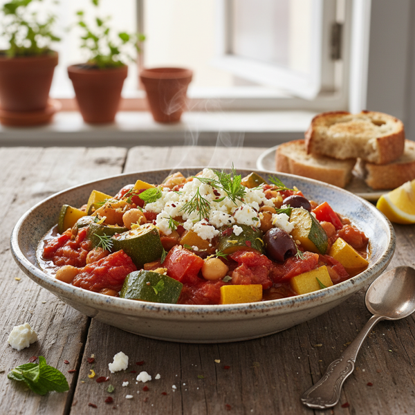 Zesty Mediterranean Zucchini Stew with Feta recipe
