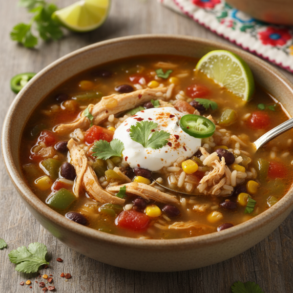 Zesty Mexican Chicken Rice Soup recipe