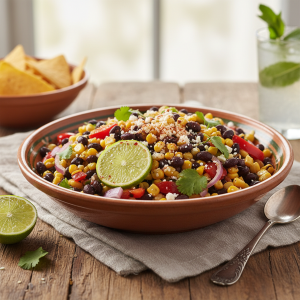 Zesty Mexican Corn and Black Bean Fiesta Salad recipe