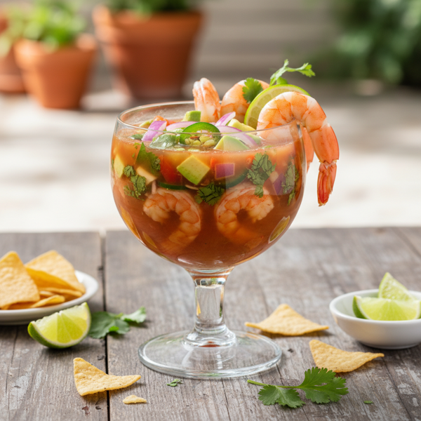 Zesty Mexican Shrimp Cocktail with Avocado and Cilantro recipe