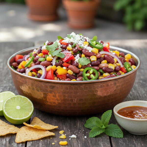 Zesty Mexican Three Bean Fiesta Salad recipe