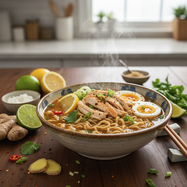 Zesty Miso Chicken Noodle Soup recipe