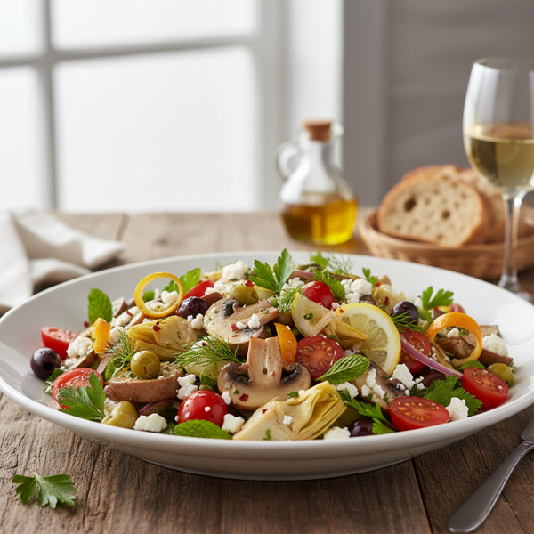 Zesty Mushroom and Artichoke Salad recipe