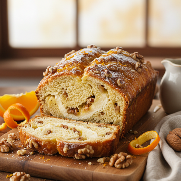 Zesty Orange Cream Cheese Walnut Bread recipe