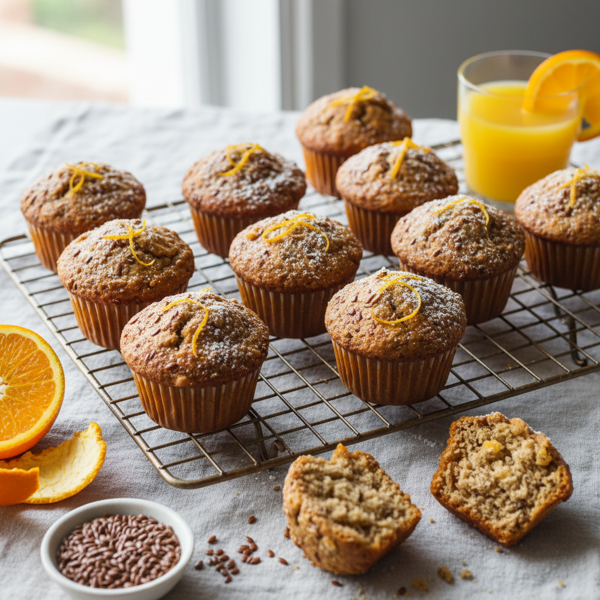 Zesty Orange Flaxseed Bran Muffins recipe
