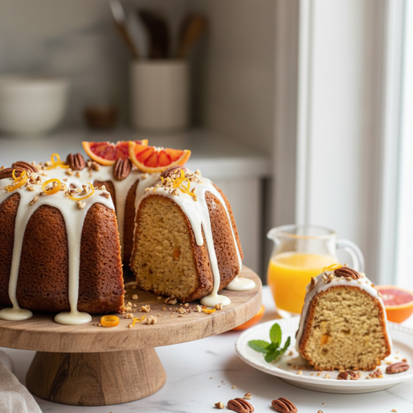Zesty Orange Pecan Delight Bundt Cake recipe