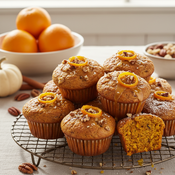 Zesty Orange Pumpkin Muffins with Nuts recipe