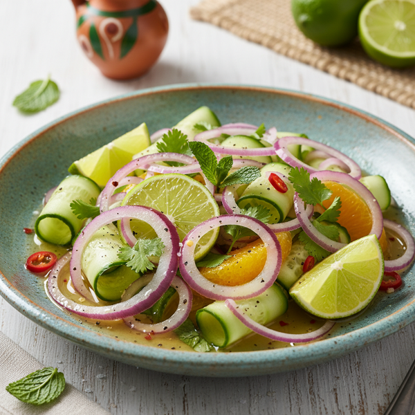 Zesty Peruvian Red Onion and Cucumber Salad recipe