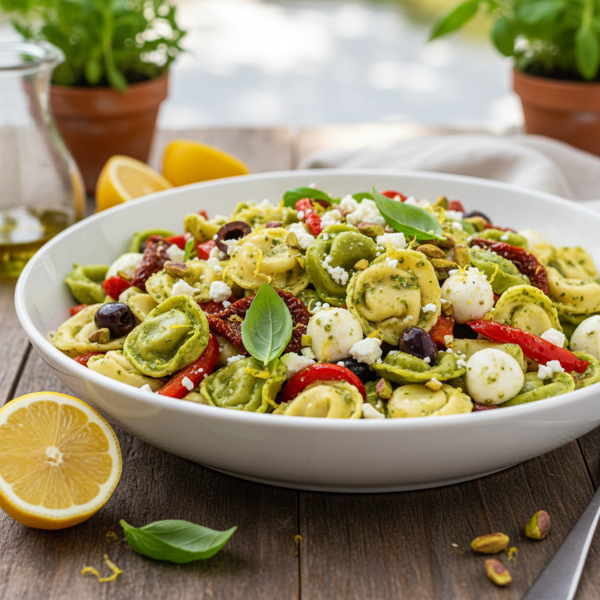 Zesty Pesto Tortellini Salad recipe