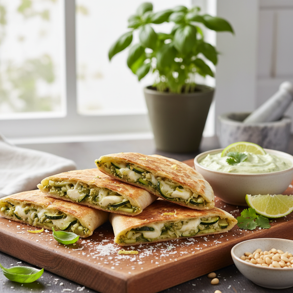 Zesty Pesto Zucchini Quesadillas recipe