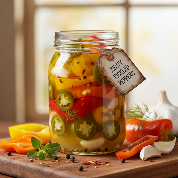 Zesty Pickled Peppers with Garlic and Spice recipe